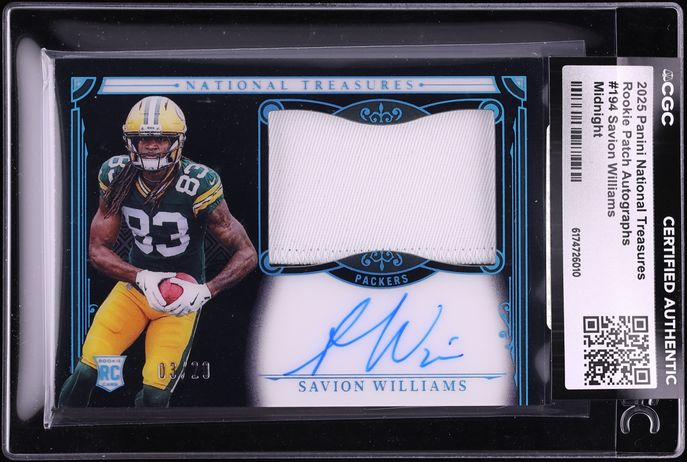 2025 National Treasures Midnight Savion Williams ROOKIE PATCH AUTO /20 #194 CGC AUTH