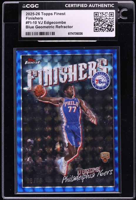 2025 Finest Finishers Blue Geometric Refractor VJ Edgecombe ROOKIE /75 #FI-10 CGC AUTH