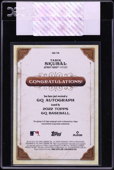 2022 Topps Gypsy Queen Tarik Skubal AUTO #GQA-TSK CGC AUTH