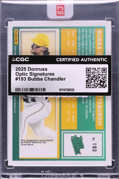 2025 Donruss Optic Signatures Bubba Chandler ROOKIE AUTO #193 CGC AUTH