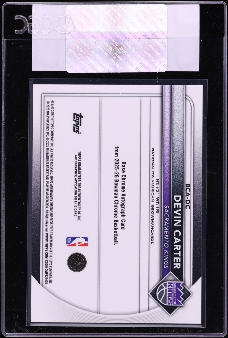 2025 Bowman Chrome Blue Xfractor Devin Carter AUTO /150 #BCA-DC CGC AUTH