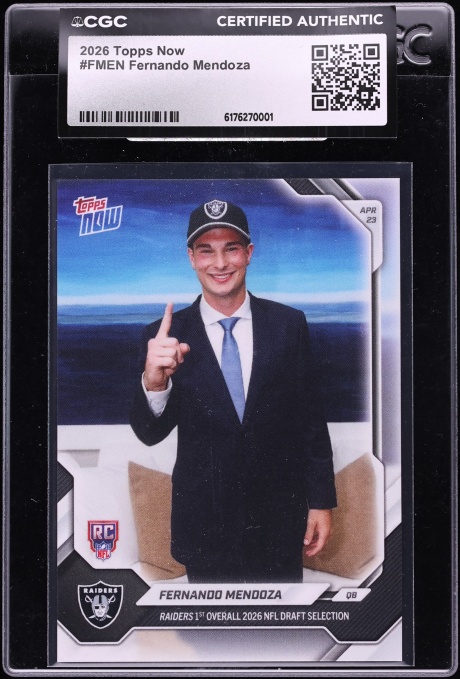 2026 Topps Now Fernando Mendoza ROOKIE #FMEN CGC AUTH