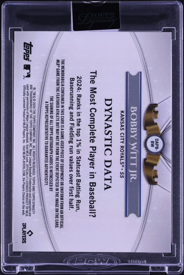 2024 Topps Dynasty Bobby Witt Jr. PATCH AUTO /10 #DAPB-BW