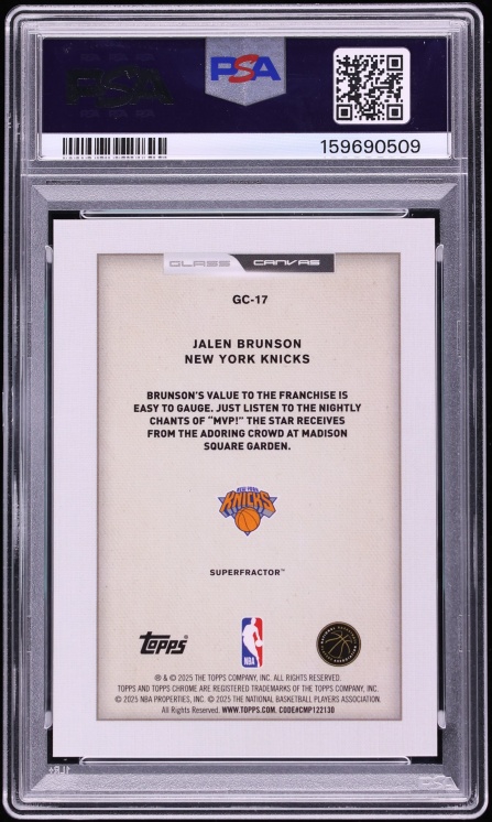 2025 Topps Chrome Glass Canvas Superfractor Jalen Brunson 1/1 #GC-17 PSA 9 MINT