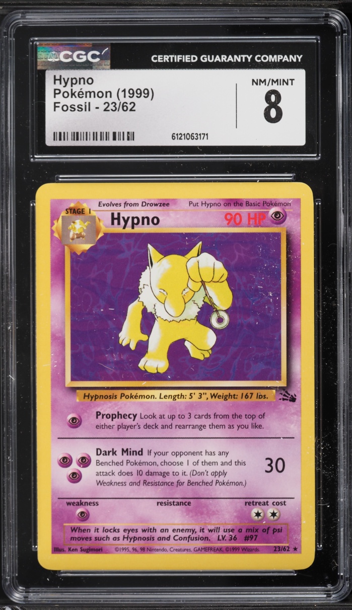 1999 Pokemon Fossil Hypno #23 CGC 8 NM-MT
