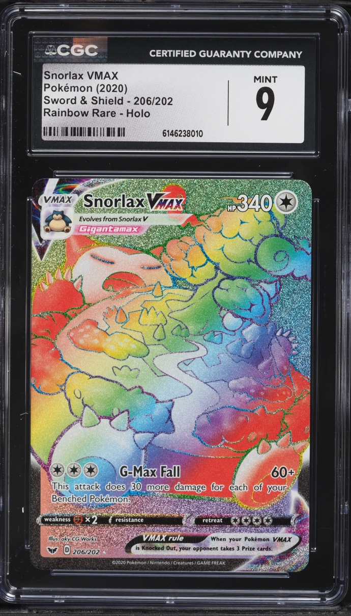 2020 Pokemon Sword & Shield Rainbow Rare Snorlax VMAX #206 CGC 9 MINT