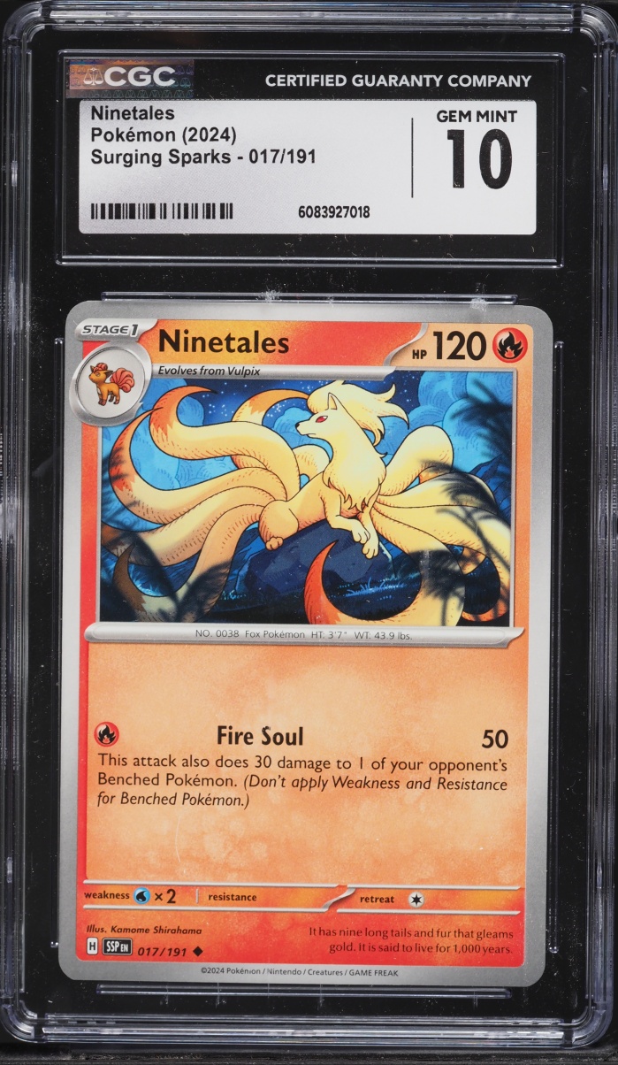 2024 Pokemon Scarlet & Violet Surging Sparks Ninetales #017 CGC 10 GEM MINT
