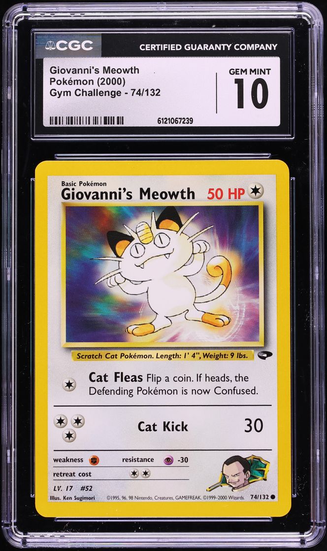 2000 Pokemon Gym Challenge Giovanni's Meowth #74 CGC 10 GEM MINT