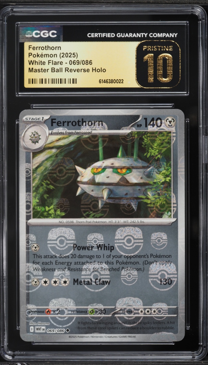 2025 Pokemon SV White Flare Master Ball Reverse Holo Ferrothorn #69 CGC 10 PRISTINE