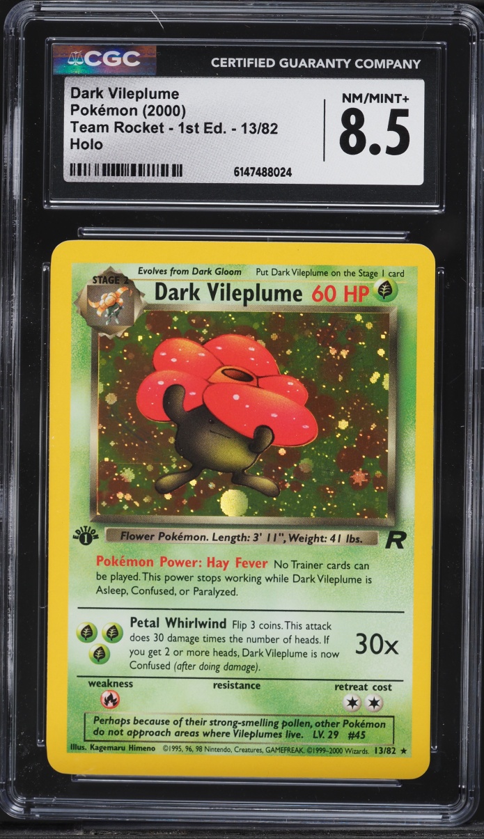 2000 Pokemon Team Rocket 1st Edition Holo Dark Vileplume #13 CGC 8.5 NM-MT+