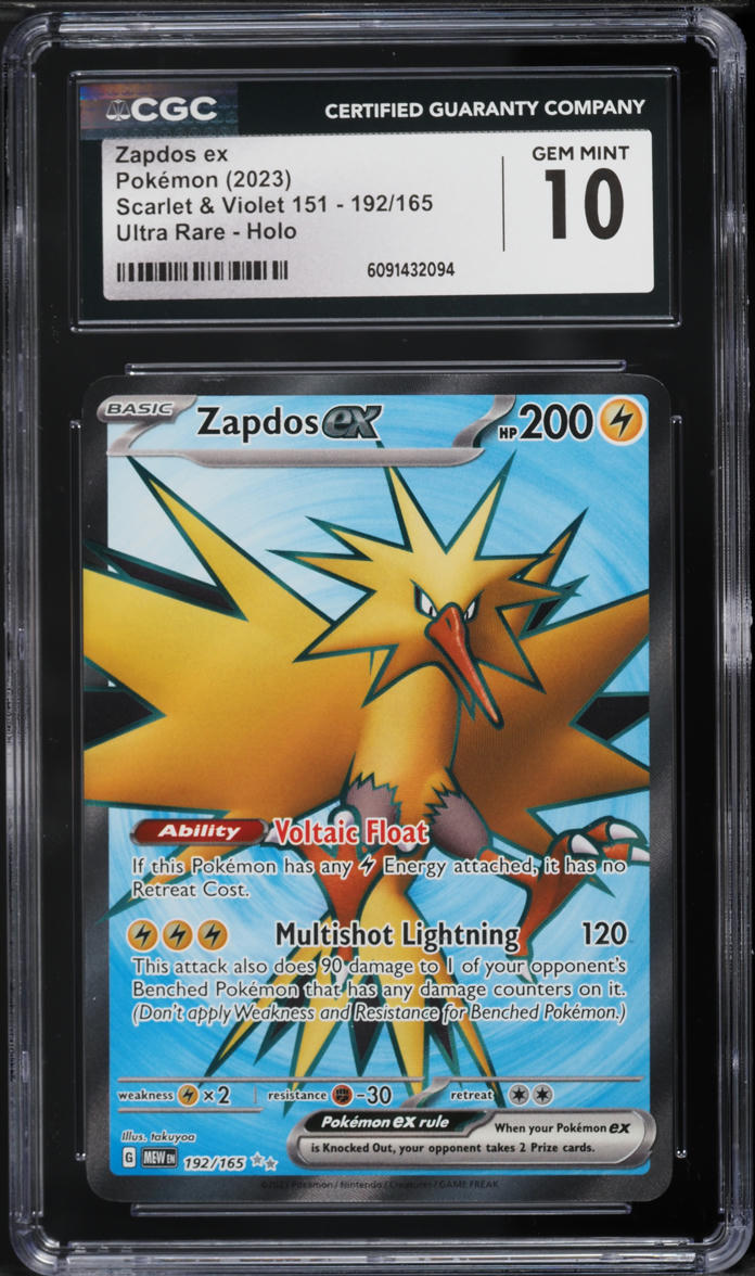 2023 Pokemon Scarlet & Violet 151 Full Art Zapdos ex #192 CGC 10 GEM MINT
