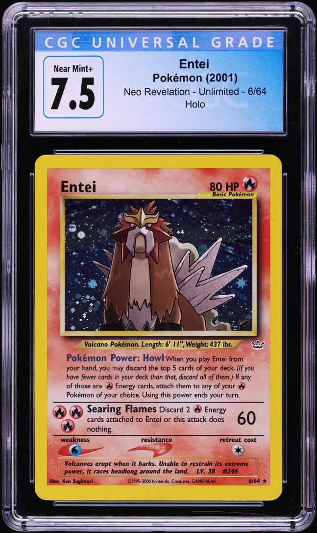 2001 Pokemon Neo Revelation Holo Entei #6 CGC 7.5 NRMT+