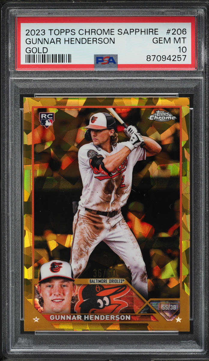 2023 Topps Chrome Sapphire Gold Gunnar Henderson ROOKIE /50 #206 PSA 10 GEM MINT