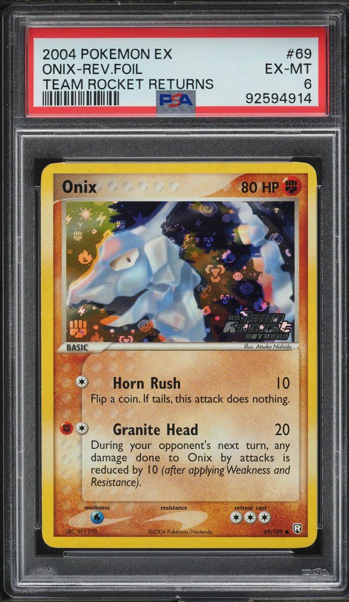 2004 Pokemon EX Team Rocket Returns Reverse Holo Onix #69 PSA 6 EXMT