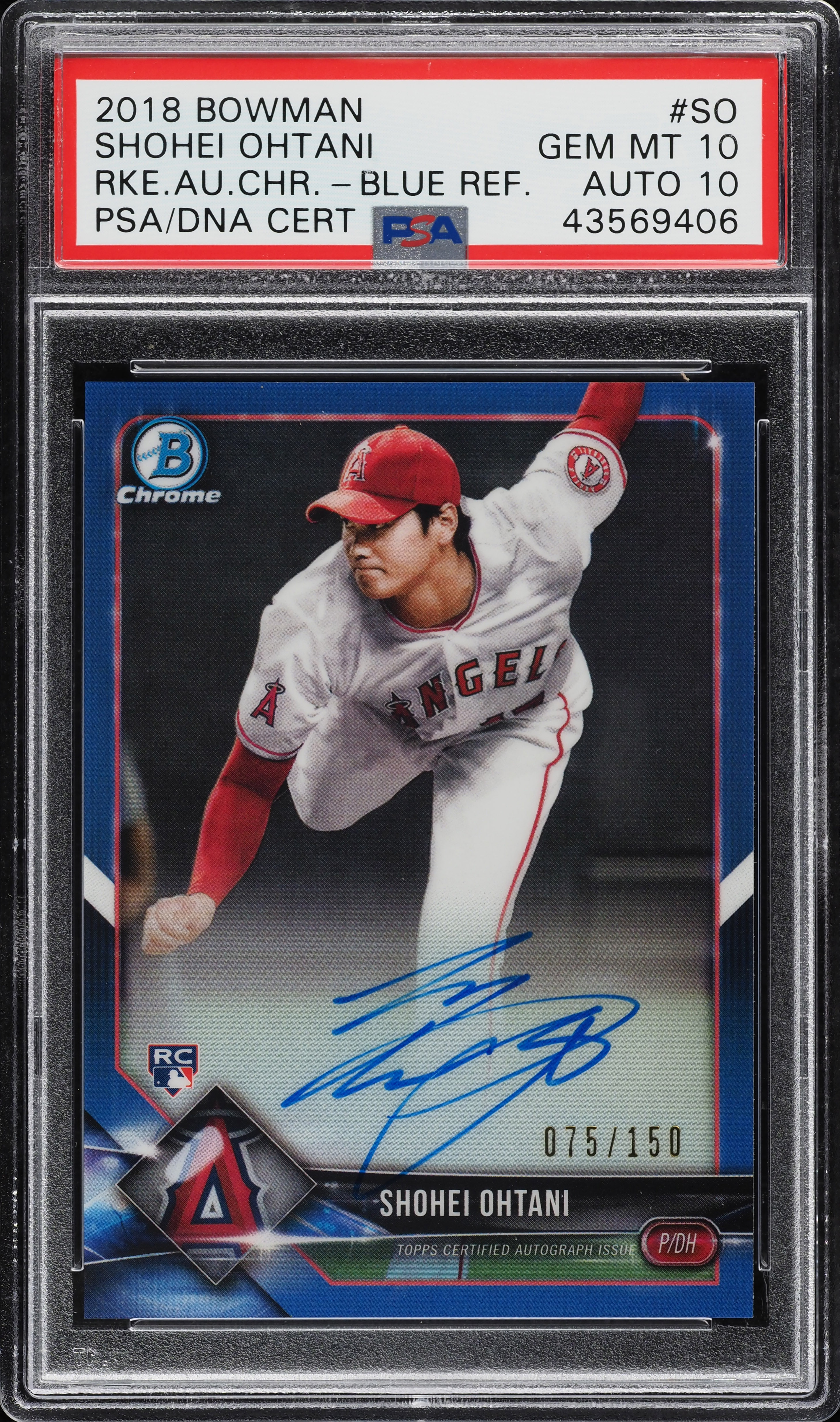 2018 Bowman Chrome Blue Refractor Shohei Ohtani ROOKIE RC '10