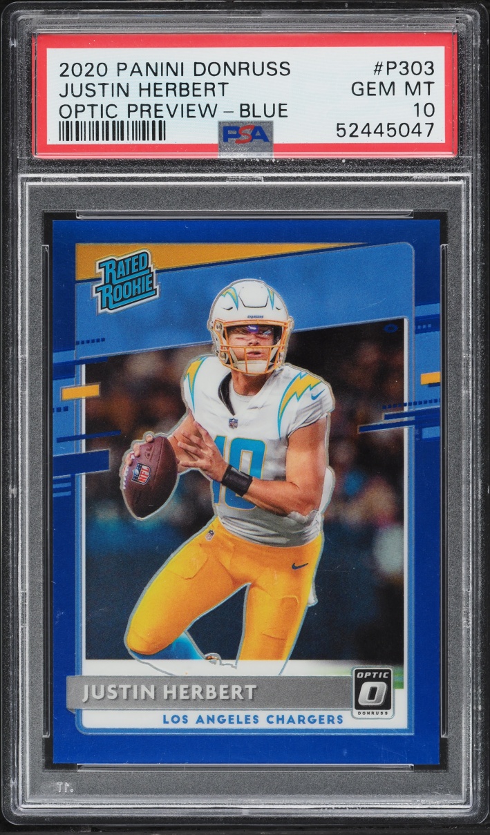 2020 Donruss Optic Preview Blue Justin Herbert ROOKIE /125 #P-303 PSA 10 GEM MINT