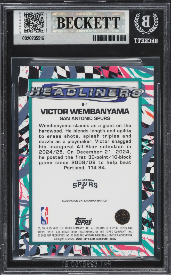 2025 Finest Headliners Victor Wembanyama #H1 BGS 9 MINT