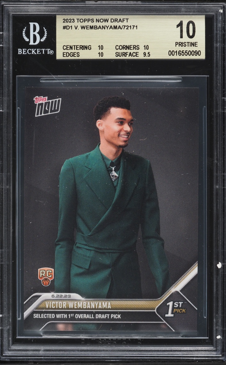 2023 Topps Now Draft Victor Wembanyama ROOKIE #D-1 BGS 10 PRISTINE