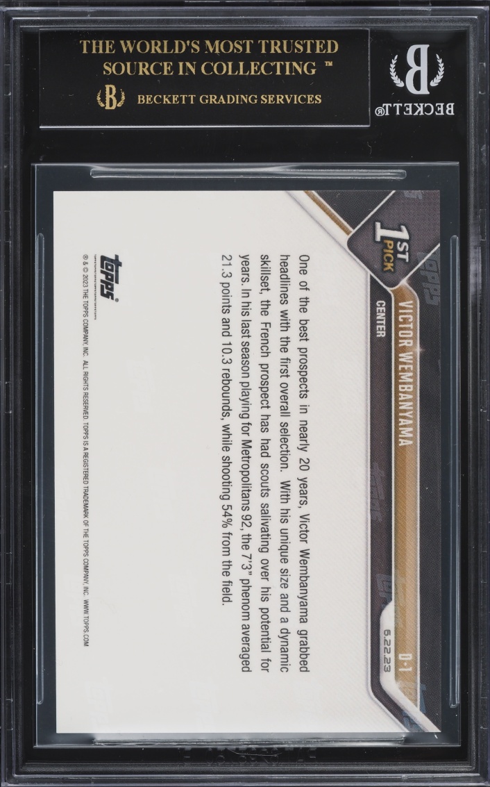 2023 Topps Now Draft Victor Wembanyama ROOKIE #D-1 BGS 10 PRISTINE, BLACK LABEL