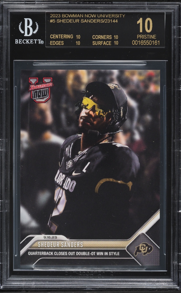2023 Bowman University Now Shedeur Sanders #5 BGS 10 PRISTINE, BLACK LABEL