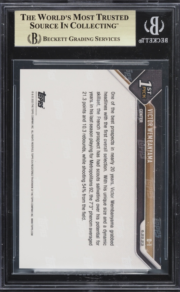 2023 Topps Now Draft Victor Wembanyama ROOKIE #D-1 BGS 10 PRISTINE