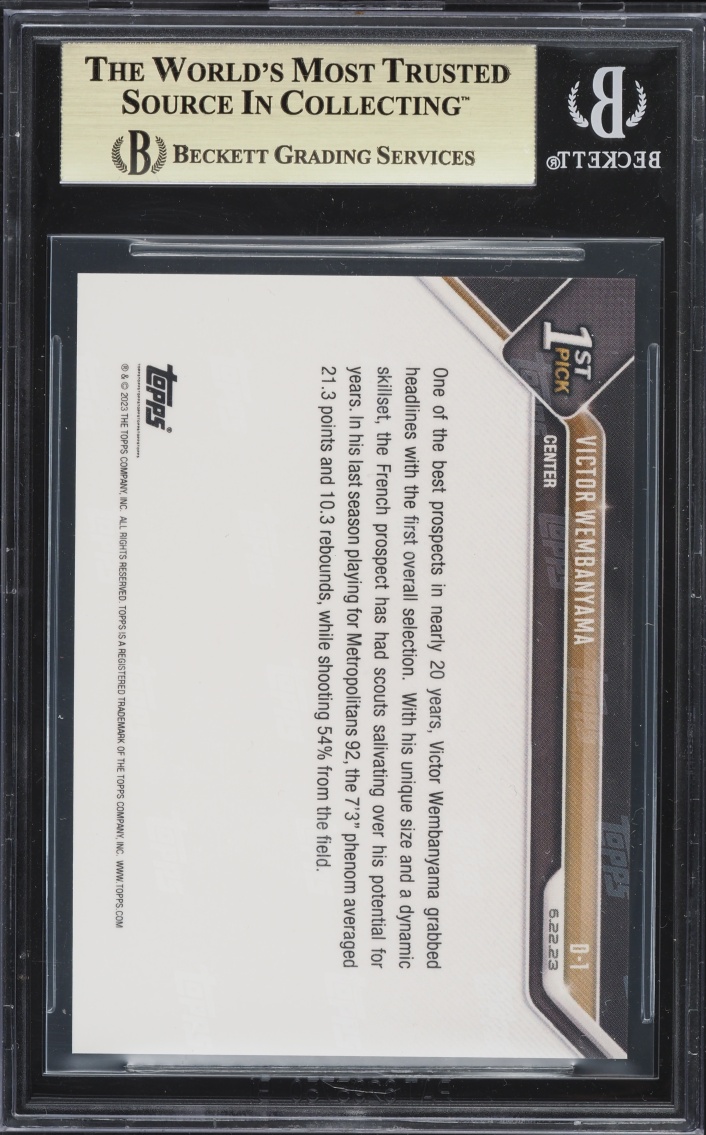 2023 Topps Now Draft Victor Wembanyama ROOKIE #D-1 BGS 10 PRISTINE