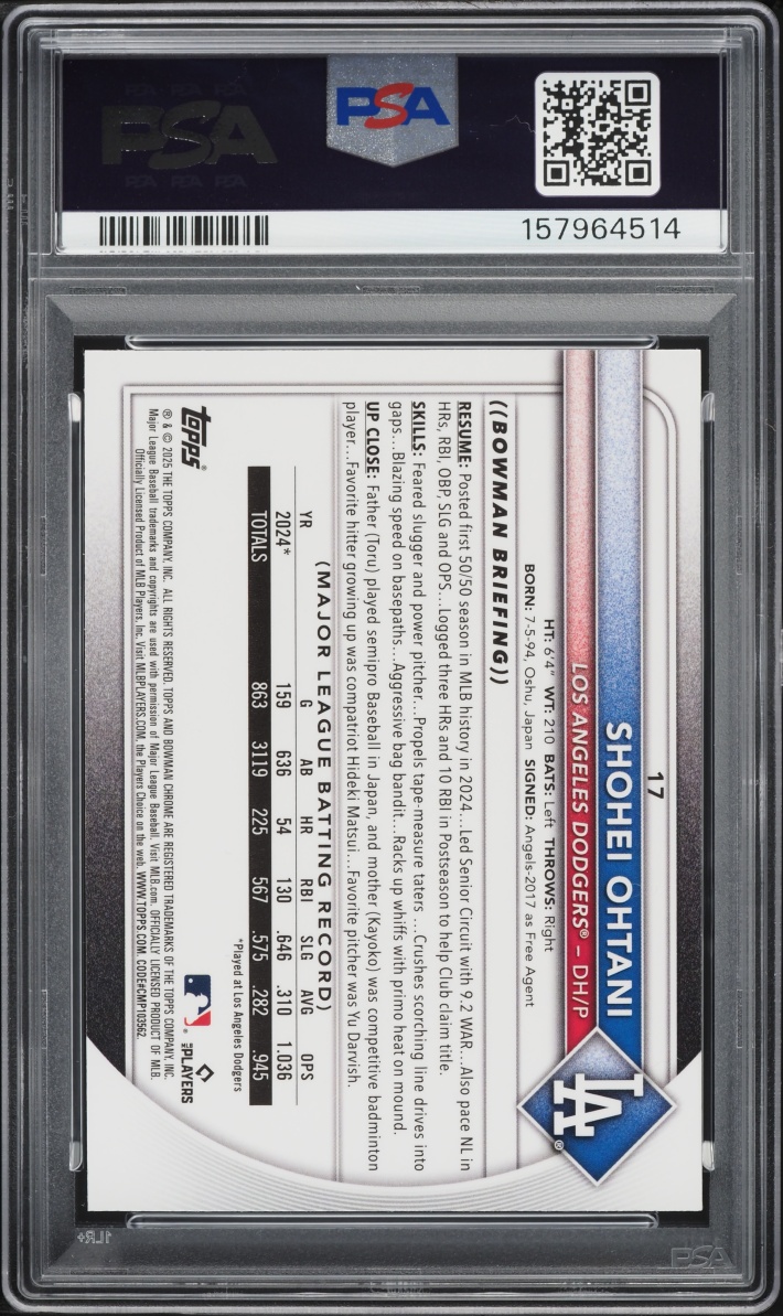 2025 Bowman Chrome Mega Box Shohei Ohtani #17 PSA 10 GEM MINT