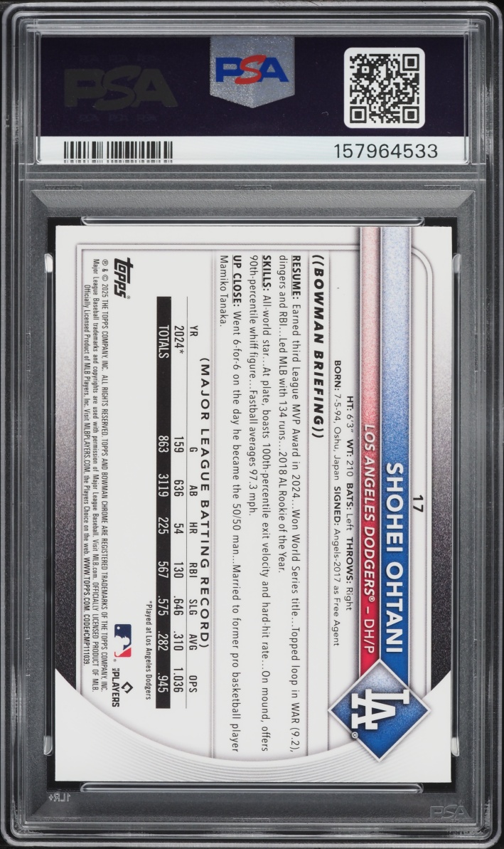 2025 Bowman Chrome Mega Box Shohei Ohtani #17 PSA 8 NM-MT