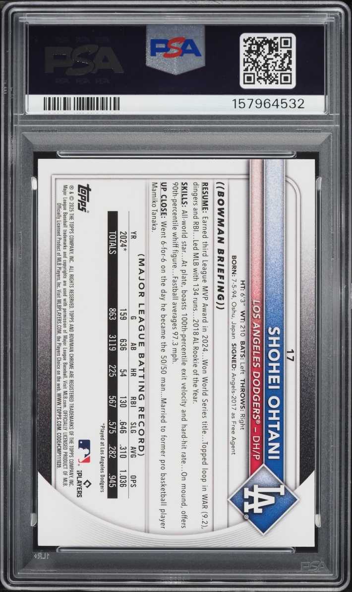 2025 Bowman Chrome Mega Box Shohei Ohtani #17 PSA 10 GEM MINT