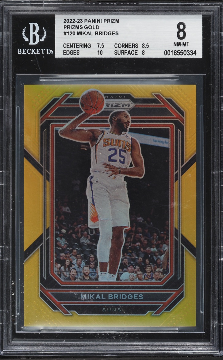 2022 Panini Prizm Gold Mikal Bridges 1/10 #120 BGS 8 NM-MT