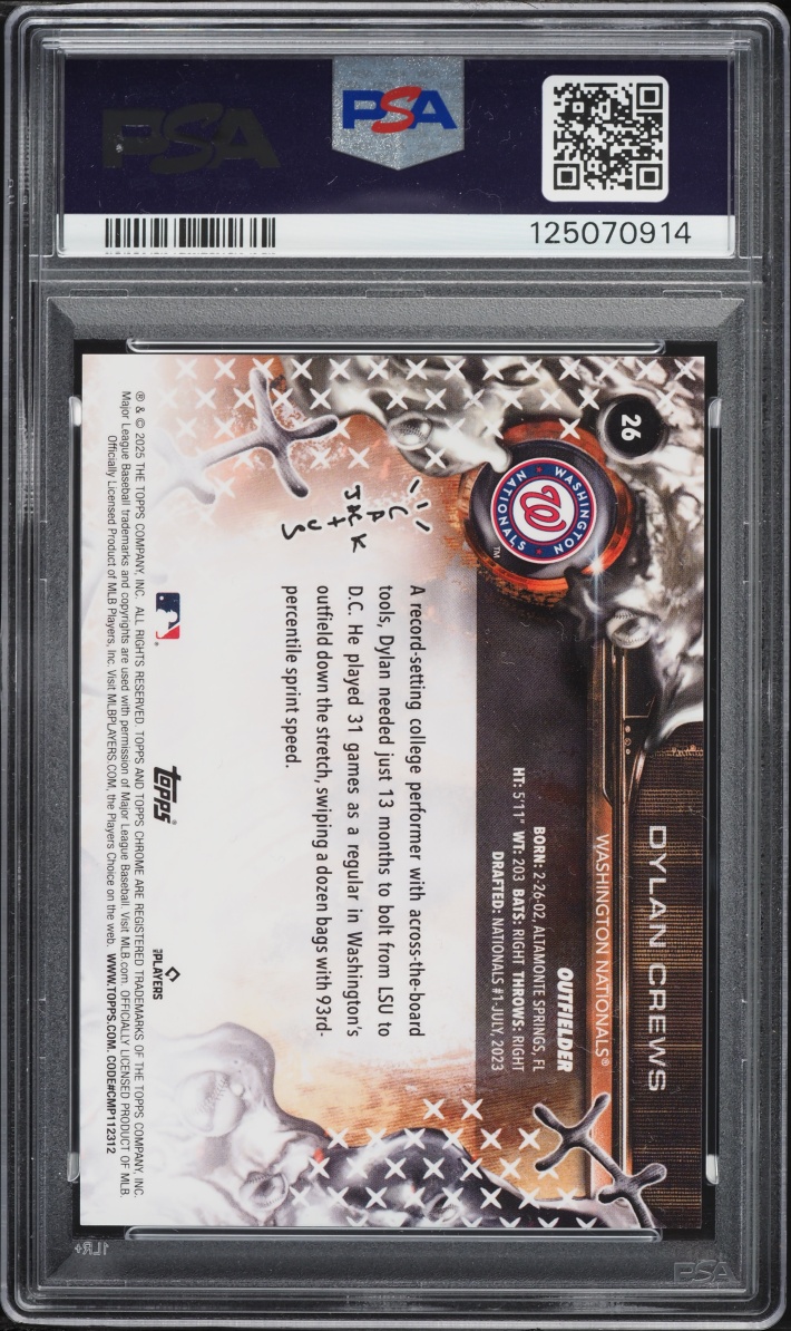 2025 Topps Chrome X Cactus Jack Dylan Crews ROOKIE #26 PSA 10 GEM MINT