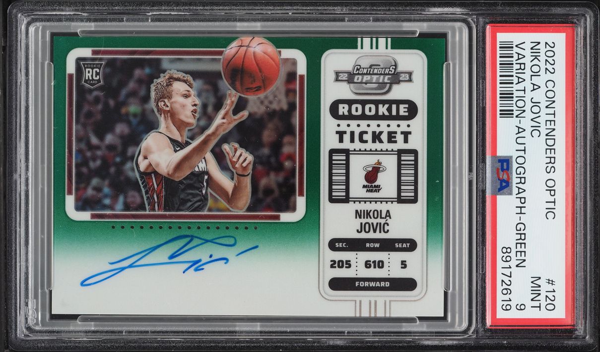 2022 Panini Contenders Optic Variation Green Nikola Jovic ROOKIE AUTO /75 #120 PSA 9 MINT