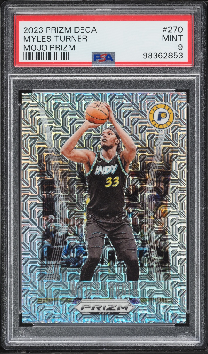 2023 Panini Prizm Deca Mojo Myles Turner /25 #270 PSA 9 MINT