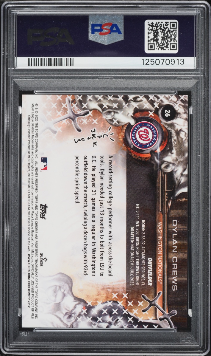 2025 Topps Chrome X Cactus Jack Orange Refractor Dylan Crews ROOKIE /25 #26 PSA 10 GEM MINT