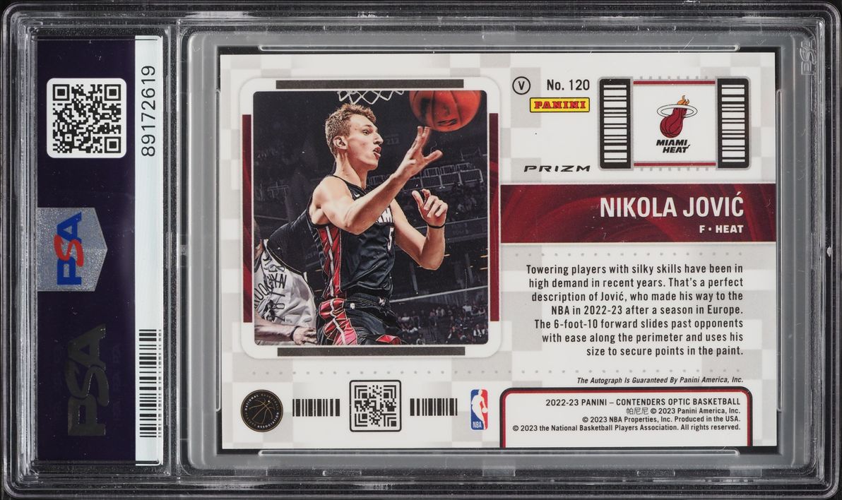 2022 Panini Contenders Optic Variation Green Nikola Jovic ROOKIE AUTO /75 #120 PSA 9 MINT