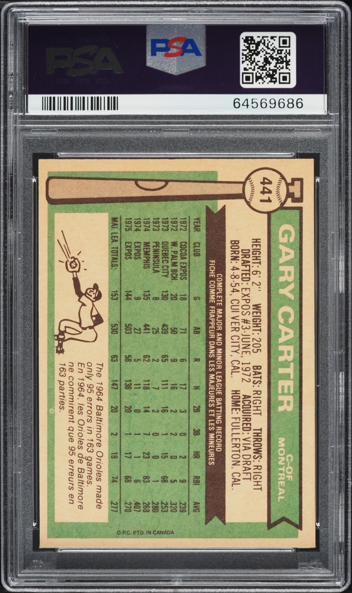 1976 O-Pee-Chee Gary Carter #441 PSA 6 EXMT