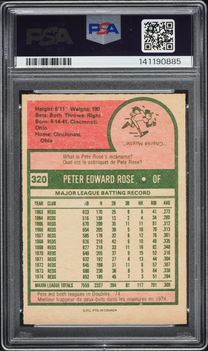 1975 O-Pee-Chee Pete Rose #320 PSA 7 NRMT