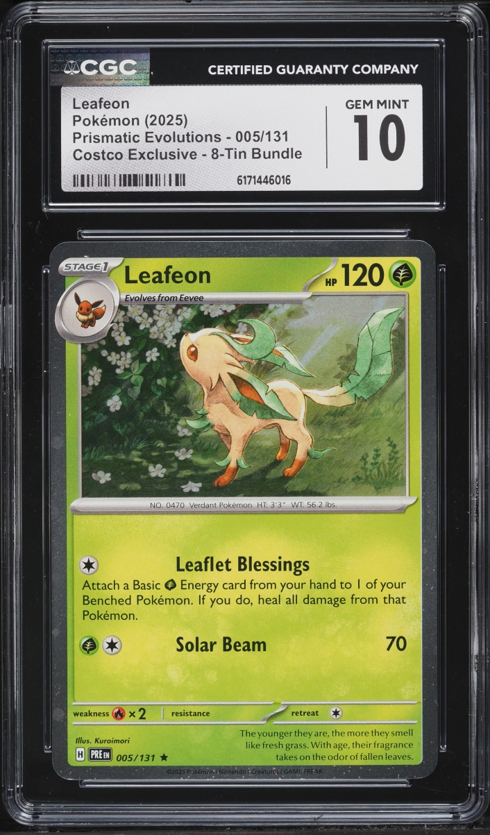 2025 Pokemon Scarlet & Violet Prismatic Evolutions Costco Exclusive Leafeon #5 CGC 10 GEM MINT