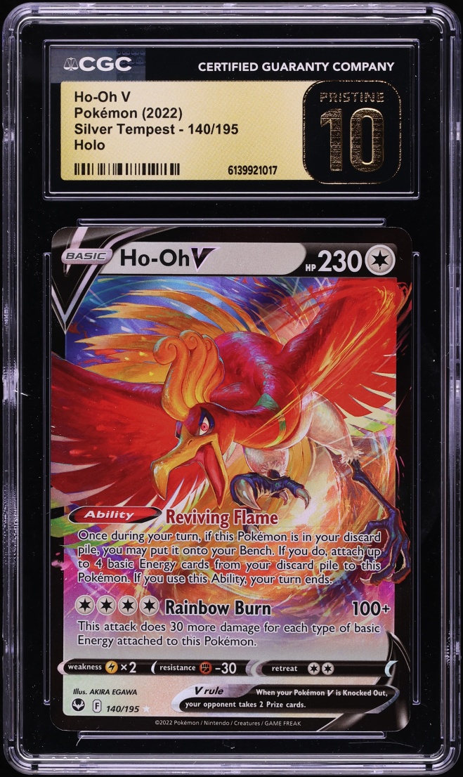 2022 Pokemon Sword & Shield Silver Tempest Alt Art Ho-Oh V #140 CGC 10 PRISTINE