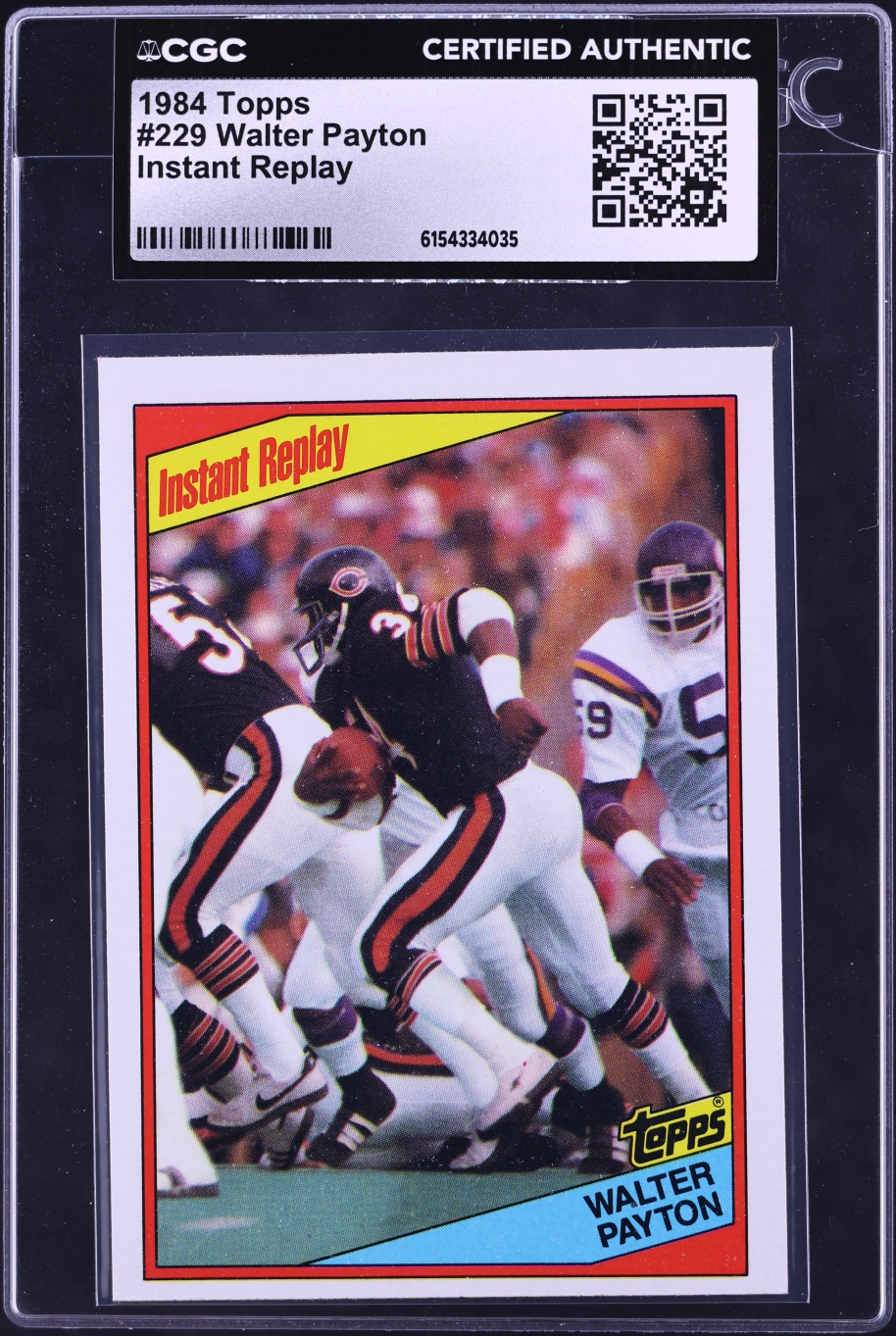1984 Topps Football Walter Payton INSTANT REPLAY #229 CGC AUTH