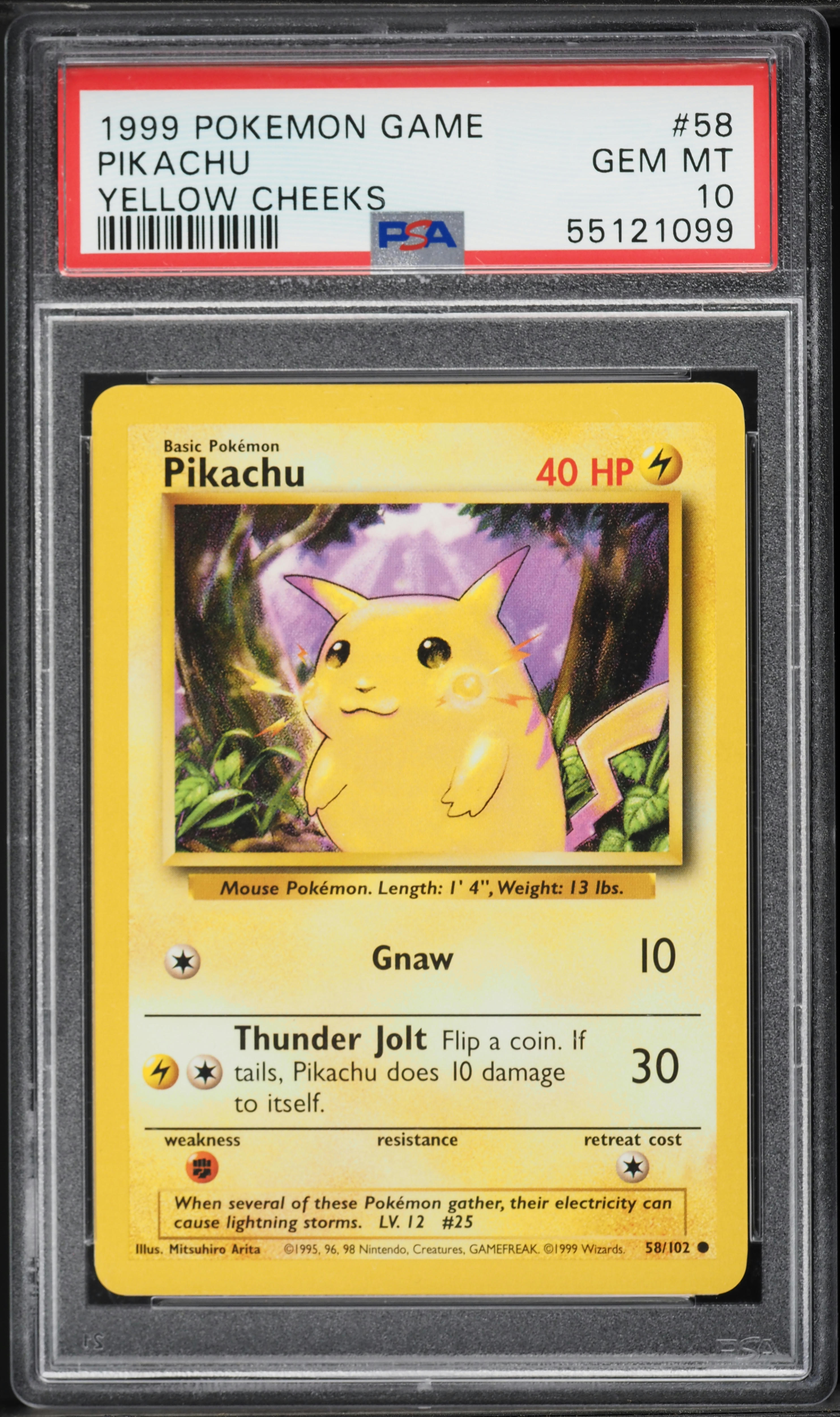 1999 Pokemon Base Set Yellow Cheeks Pikachu #58 PSA 10 GEM MINT