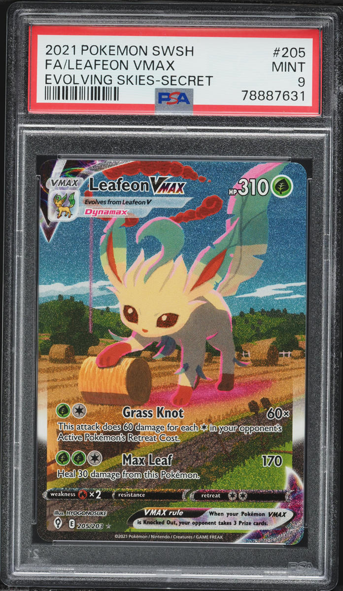 2021 Pokemon Sword & Shield Evolving Skies Alt Art Leafeon VMAX #205 PSA 9 MINT