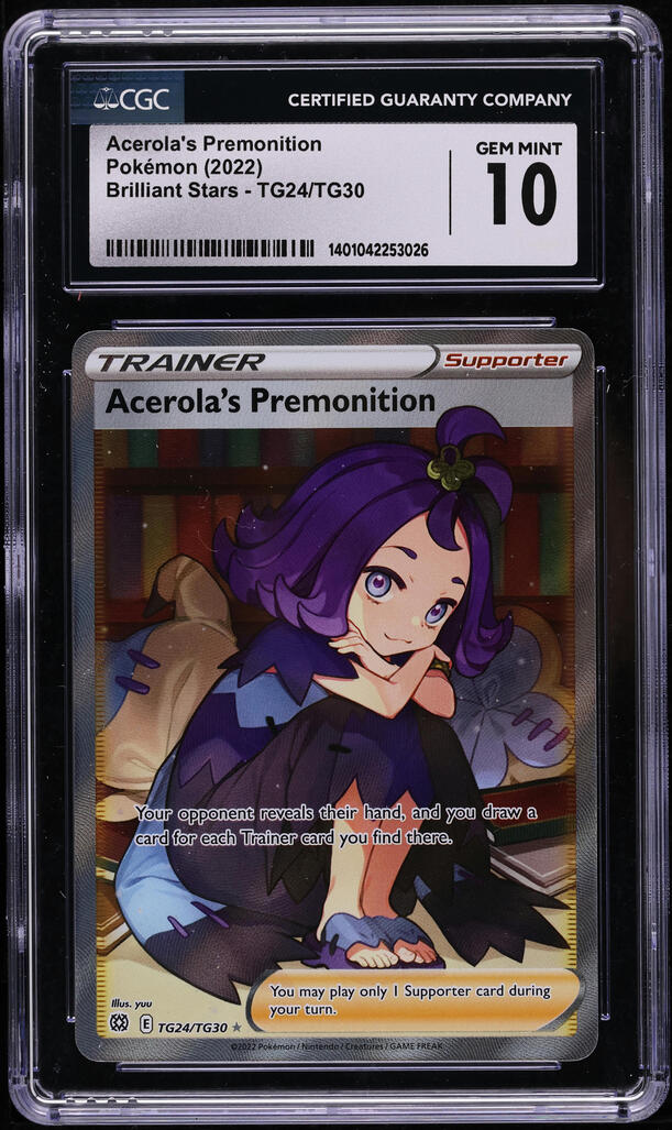 2022 Pokemon SWSH Brilliant Stars Full Art Acerola's Premonition #TG24 CGC 10