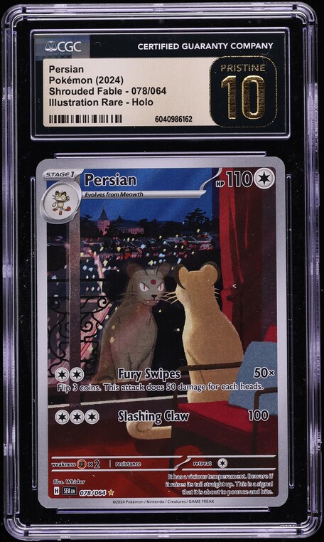 2024 Pokemon Scarlet & Violet Shrouded Fable IR Persian #78 CGC 10 PRISTINE