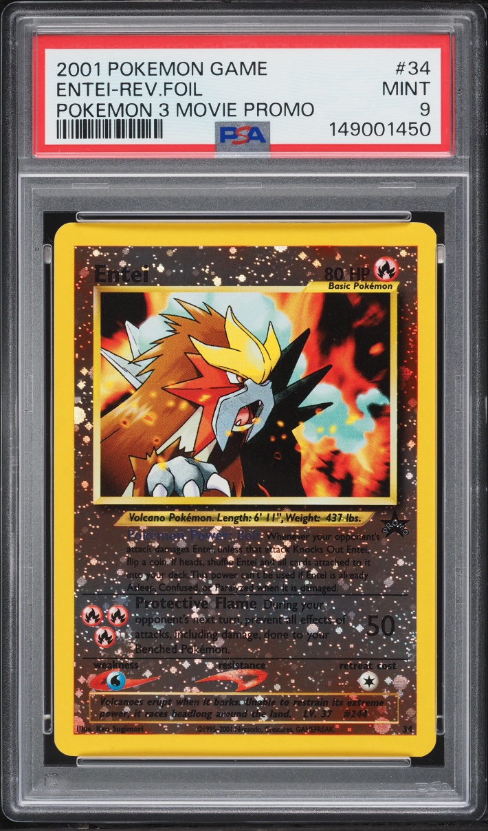 2001 Pokemon Movie 3 Promo Reverse Holo Entei #34 PSA 9 MINT