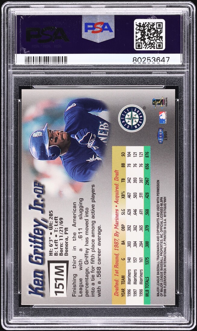 1999 Fleer Mystique Masterpiece Ken Griffey Jr. 1/1 #151M PSA 8 NM-MT - Photo 2