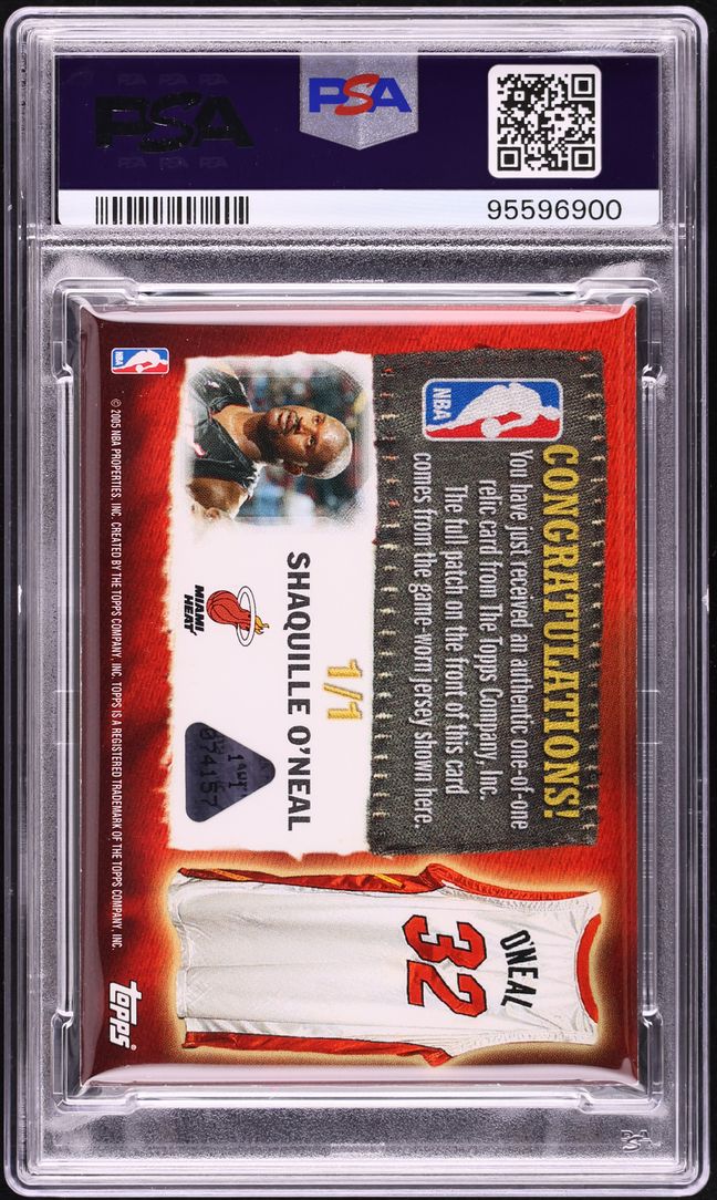 2005 Topps Big Game Selective Swatch Shaquille O'Neal NBA LOGOMAN PATCH 1/1 PSA 5 EX - Photo 2