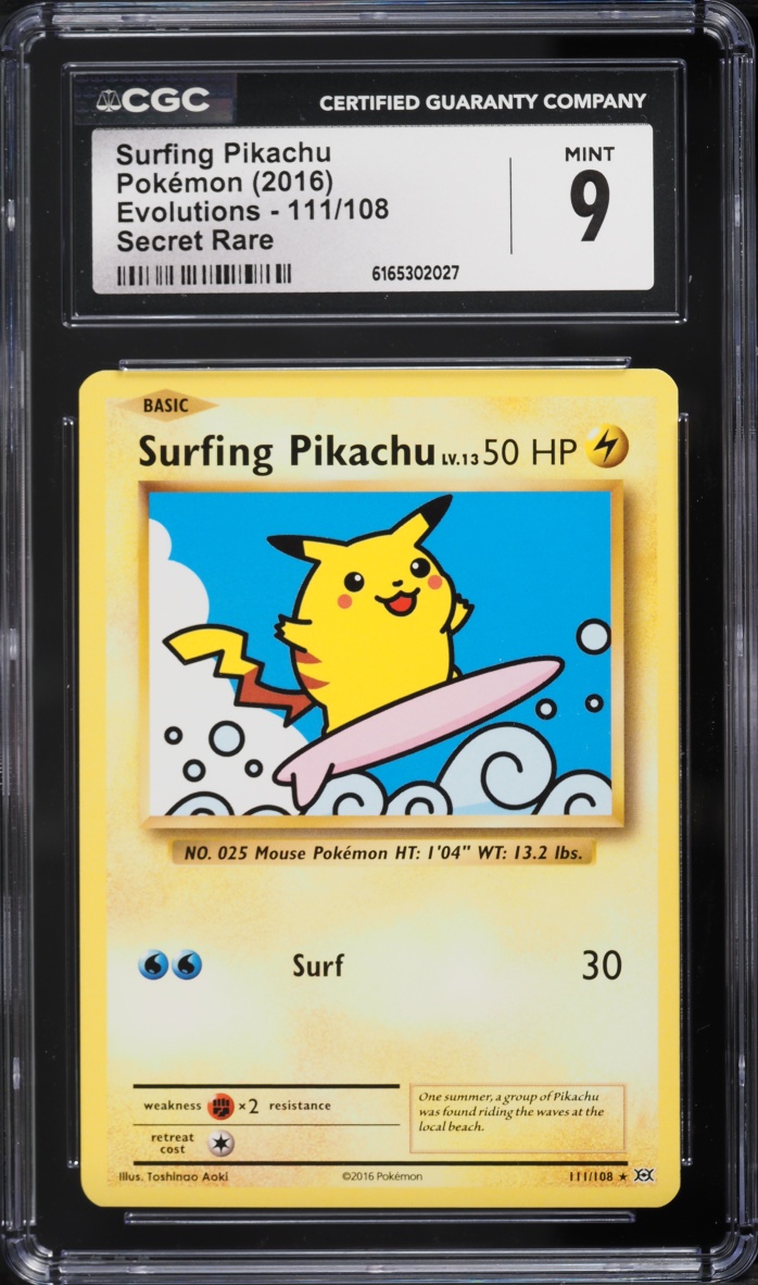 2016 Pokemon XY Evolutions Surfing Pikachu #111 CGC 9 MINT