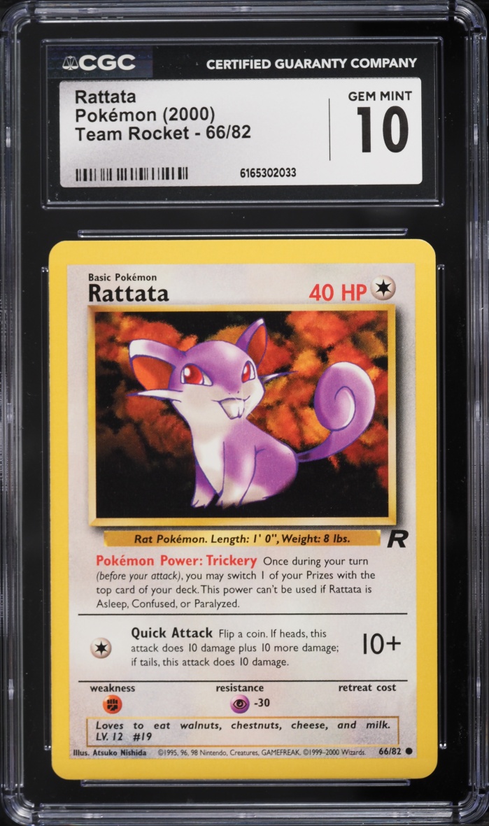 2000 Pokemon Team Rocket Rattata #66 CGC 10 GEM MINT