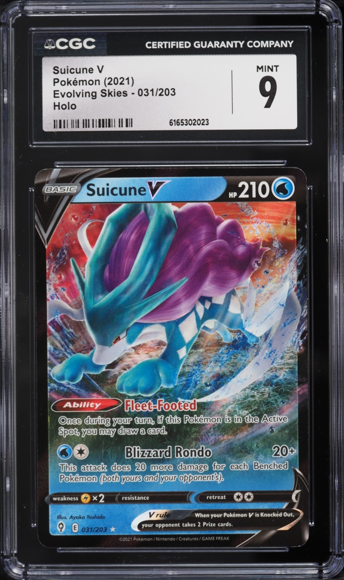 2021 Pokemon Sword & Shield Evolving Skies Full Art Suicune V #31 CGC 9 MINT
